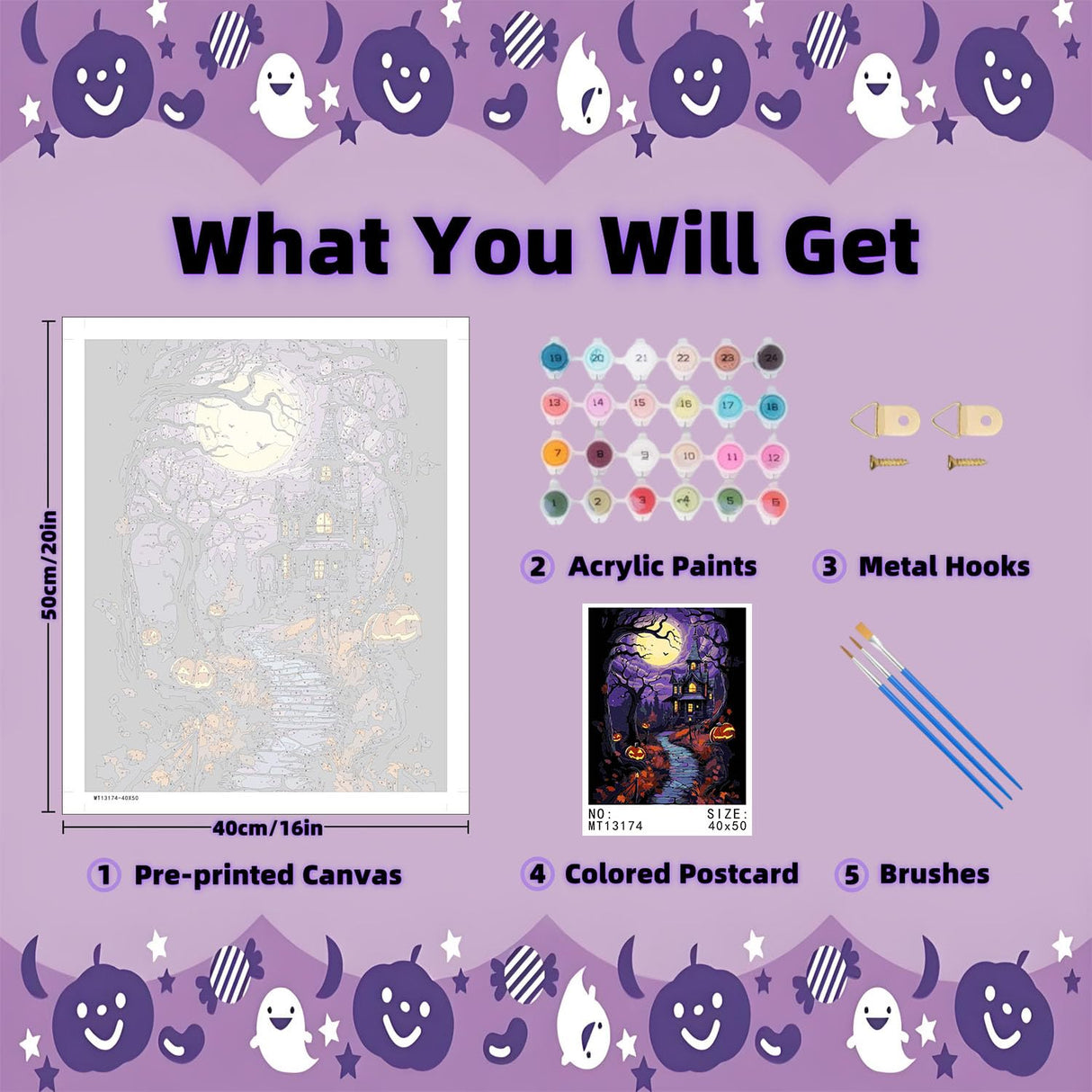 Arttoplus Halloween Paint by Numbers Kit for Adults Beginner-Castle Adult Paint by Number Kits on Canvas, DIY Acrylic Oil Painting by Numbers for Adults for Gift Home Wall Decor(16x20inch) Arttoplus