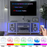 Lazyvan TV Stand with Mount and Led Light，White TV Stand with Power Outlets for 32/40/43/50/55/60/65/70 Inch TV,Entertainment Center with Open Storage Shelf for Bedroom/Living Room/Office Lazyvan