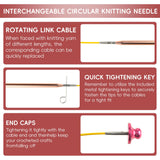 KoovDem Interchangeable Circular Knitting Needles Set - 13 Pairs | Premium Aluminum Needles & Accessories | Rose Gold KoovDem