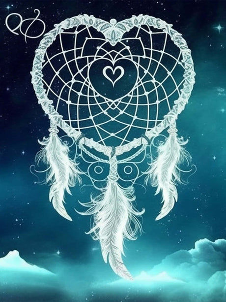 SKRYUIE 5D Diamond Painting Love Dream Catcher Full Drill by Number Kits, DIY Rhinestone Pasted Paint Set for Arts Craft Decoration 30x40cm(12x16inch) SKRYUIE