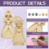 Honoson 24 Set Paint Your Own Witch and Princess Crafts DIY Wooden Painting Craft Kit Pink and Green Color Your Own Witch Princess for Birthday Gifts Party Favors Honoson