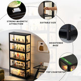 ouioyggk Curio Display Cabinet, 5-Tier Storage Shelves with Acrylic Glass Door, Collectibles Toy Organizers Rack & Display Shelf, Kids Bookshelf and Bookcase for Playroom, Bedroom ouioyggk