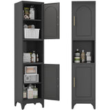 Polup Slim Bathroom Storage Cabinet, 75" Tall Freestanding Narrow Cabinets for Small Spaces, Skinny Metal Storage Cabinet with Doors and Shelves for Living Room, Kitchen, Black - Assembly Required Polup