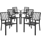 NUU GARDEN 6 Piece Patio Dining Chairs, Stackable Outdoor Dining Chair with Metal Frame, Bistro Patio Chairs for Backyard Lawn Deck Poolside Porch, Black NUU GARDEN