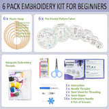 Josongslax Beginner Embroidery Kits for Adults, Hand Cross Stitching Patterns Sewing Crafts Hobbies Set with 6 Embroidery Hoops, DIY Punch Needlepoint Learn 36 Stitches Embroidery Starter Kit Gift Josongslax