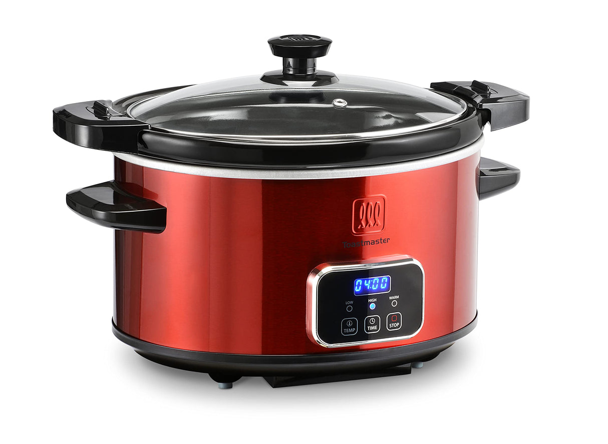 Toastmaster 4-Quart Digital Slow Cooker with Locking Lid (Red) Toastmaster