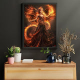 5D Diamond Art Painting Kits Beautiful Phoenix Woman Rising from Ashes Flames DIY Round Full Drill Diamond Paint by Diamond Number Kits for Beginners Crystal Cross Stitch Wall Decoration 30x40cm QACEYID
