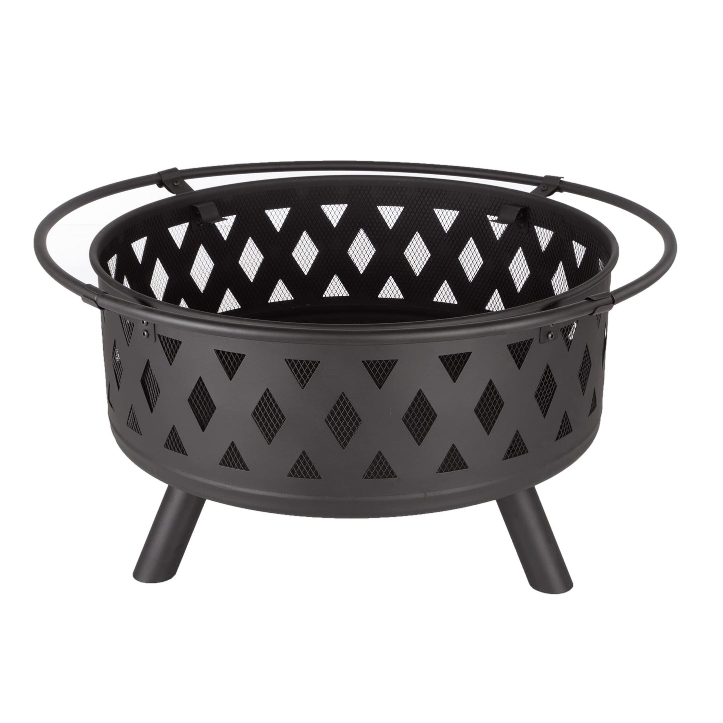 Fire Pit - 32-Inch Outdoor Wood Burning Firepit with Screen, Poker, and Cover - Outdoor Fire Pits for Backyard, Deck, or Patio by Pure Garden (Black)