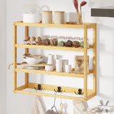 AMBIRD 3-Tier Bamboo Bathroom Shelf with Adjustable Height and Hooks AMBIRD