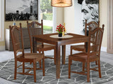 East West Furniture OXDO5-MAH-W Oxford 5 Piece Modern Set Includes a Square Wooden Table and 4 Dining Room Chairs, 36x36 Inch East West Furniture