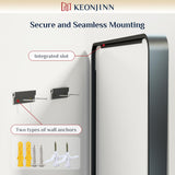 Keonjinn Black Metal Framed Bathroom Mirrors for Wall, 60” x 28” Large Rounded Rectangle Bathroom Vanity Mirror, Matte Black Modern Decorative Mirror, Anti-Rust, HD Tempered Glass(Horizontal/Vertical) Keonjinn