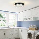 Knwjmv Ceiling Light Fixture Hallway Lighting Fixtures Ceiling 9In Bathroom Ceiling Light Crystal Ceiling Light Dimmable Black Flush Mount Ceiling Light Fixture for Bedroom, Living Room, Dining Room Knwjmv