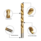 GMTOOLS 99 Pcs Drill Bit Set, 135° Tip Titanium Coated High Speed Steel, Twist Drill Bit Kit for Iron, Aluminum Alloy, Copper, Wood, Plastic, with Hard Storage 1/16"-3/8" GMTOOLS