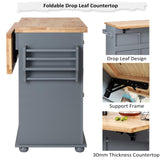 Finnhomy Rolling Kitchen Island With Drop Leaf, Thicken Rubberwood Top, Spice Rack, Towel Rack, Drawer, 43.3" Portable Mobile Kitchen Island Carts Table, Storage Cabinet, Both Wheels and Feet Included Finnhomy