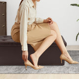 GLAXYFUR Storage Ottoman Bench, 43 Inches Folding Ottoman with 2 Dividers, PU Leather Foot Rest, End of Bed Bench, Storage Chest for Living Room, Bedroom and Entryway, Brown GLAXYFUR