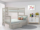 Bedz King Bunk Beds Twin over Full Mission Style with End Ladder and 2 Under Bed Drawers, Gray Bedz King
