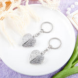 Framendino, 5 Pack Sublimation Angel Wing Keychains Blanks Heat Transfer Love Heart Pendants Charms Locket Photo Frame Key Chains Custom Personalized Picture Keychain Silver Framendino