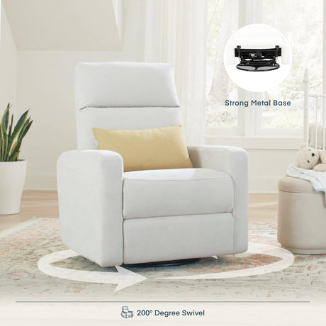 Nurture& The Glider Plus - Premium Nursery Power Recliner | Swivel Chair with Adjustable Head Support and Adjustable Lumbar Support | Built-in USB - The Ultimate Comfort for Nursing, Relaxing (Ivory) Nurture&