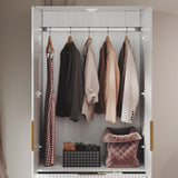 71.7" Wardrobe Armoire Wooden Closet with 2 Doors and 3 Drawers, Bedroom Armoire with Hanging Rod Shelf, Large Capacity Storage Wardrobe Armoire, Freestanding Wooden Closet Storage Cabinet White TOKSOM