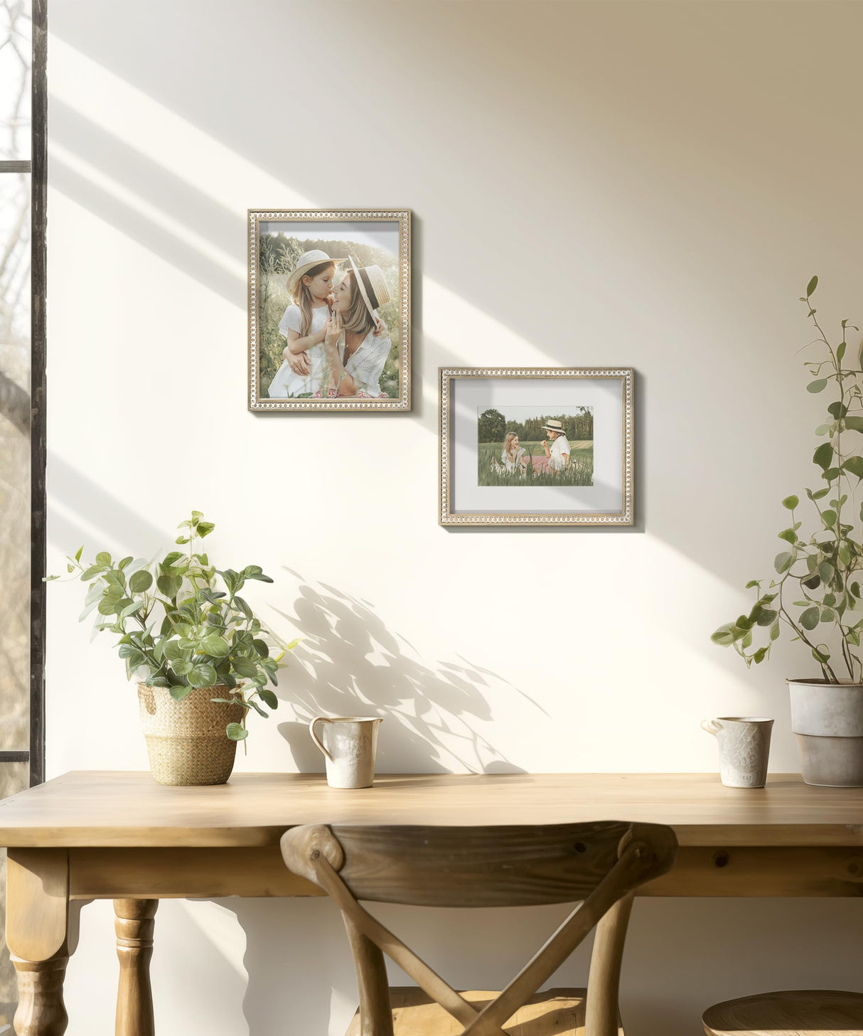 SUMGAR 8x10 Picture Frame Boho 5x7 Photo Frame with Mat Farmhouse White Wood Shabby Chic Wall Mounted Display for Birthday Wedding Friend Gifts with Distressed Decorative Pine Beads SUMGAR