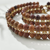 Firstmeet Wood Beads Layer Statement Necklace Choker Bracelet Earrings Vintage Jewelry Set for Women Girls (XL-1203-Wood Set) Firstmeet