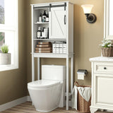 Crestlive Products Over The Toilet Storage Cabinet, Wood Bathroom Organizer with Adjustable Shelves and Sliding Barn Door, Bathroom Space Saver-White Crestlive Products