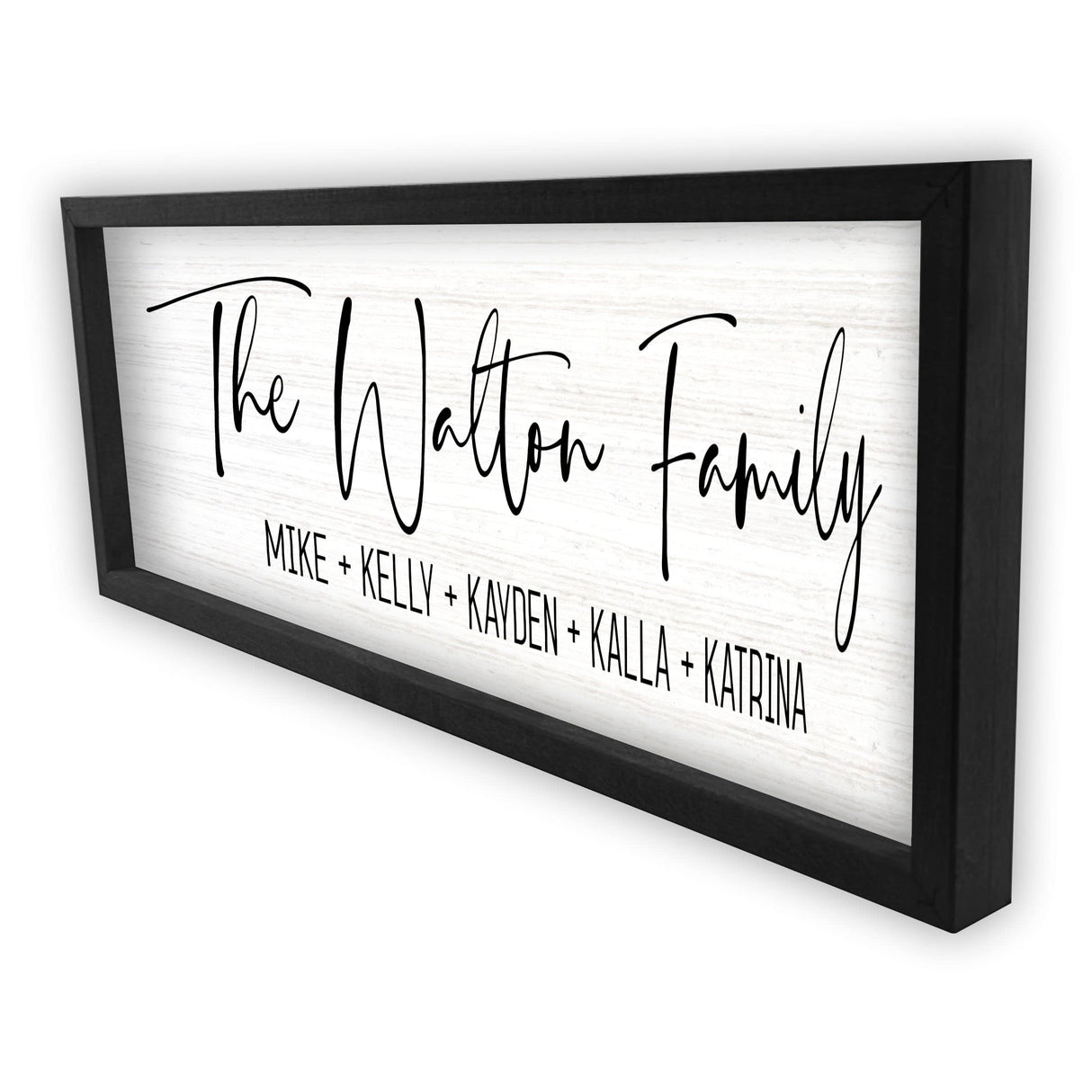 Personalized Framed Wooden Family Name Sign | Last Name Wall Decor for Home | Personalized Wedding Gifts For Couples | Last Name Signs Personalized (8" x 24", Black Frame, White Background) MRC Wood Products
