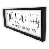 Personalized Framed Wooden Family Name Sign | Last Name Wall Decor for Home | Personalized Wedding Gifts For Couples | Last Name Signs Personalized (8" x 24", Black Frame, White Background) MRC Wood Products