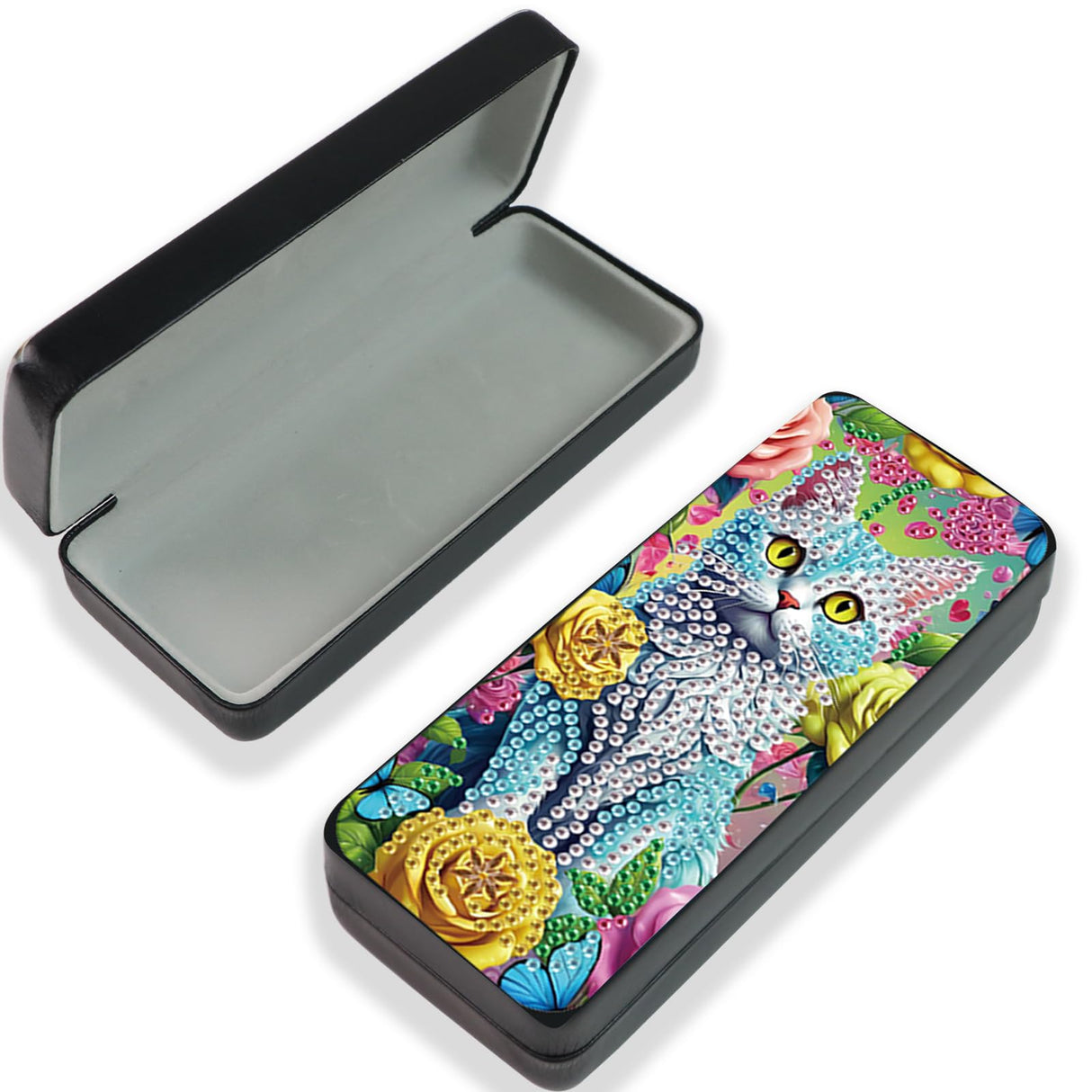 JISHSHAY Diamond Art Glasses Case Cat Diamond Painting Glasses Holder Gem Art Sunglasses Holder Gem Painting Sunglass Organizer Mosaic Kits for Adults Embroidery Kit Jigsaw Puzzles Eyeglass Case JISHSHAY