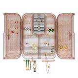 Qryval Wall Mounted Jewelry Organizer, No Punching Installation, Hanging Jewelry Organizer Box and Storage Case, Necklace Earring Holder Organizer Wall for Women Teen Girls (Mocha Brown) Qryval
