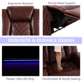 Anthato Leather Power Recliner Sofa Set, 2 Piece Reclining Sofa and Loveseat Set, Reclining Loveseat Couch Recliner Sets with Coffee Table, Living Room Furniture for House/Home Theater, Burgundy Red Anthato