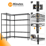 Karl home Storage Shelves 5 Tier Adjustable Garage Storage Shelving, Double Row, Powder Coated Black, Flexible Layer Spacing, for Retail & Exhibition, 70×16×71 inches Karl home