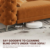 Tabaray 97.7'' Pull Out Sofa Bed King, Chesterfield Velvet Sleeper Sofa, Convertible L-Shaped Futon Couch, Tufted Back, Ottoman, Deep Seat Loveseat Couches for Living Room, Apartment, Orange Tabaray