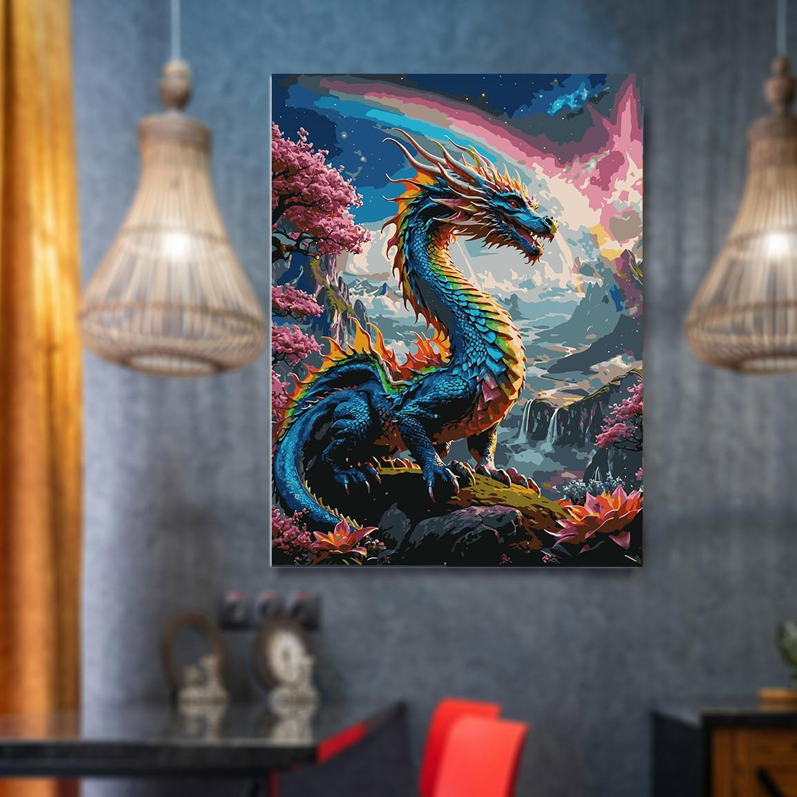 Lovepefe Dragon Diamond Art Painting Kits for Adults Paint with Diamond Kit for Beginners DIY Full Drill Gem Art Home Wall Decor 12 X 16 Inch Lovepefe