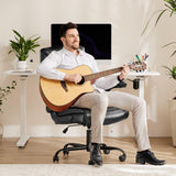 Sweetcrispy Computer Gaming Chair, Ergonomic Office Chair Heavy Duty Task Desk Chair with Flip-up Arms, PU Leather, Adjustable Swivel Rolling Chair with Wheels, Black Sweetcrispy