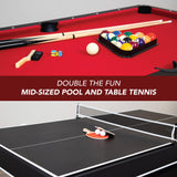 Spartan 6-ft Pool Table with Table Tennis Top - Black with Red Felt Hathaway