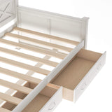 Twin Size Farmhouse Wood Daybed with 2 Storage Drawers, X-Shaped Sturdy Modern and Rustic Casual Style Corner Bed Day Bed Frame with Drawers for Bedroom, No Box Spring Required (Cream White+Twin) THINK 30
