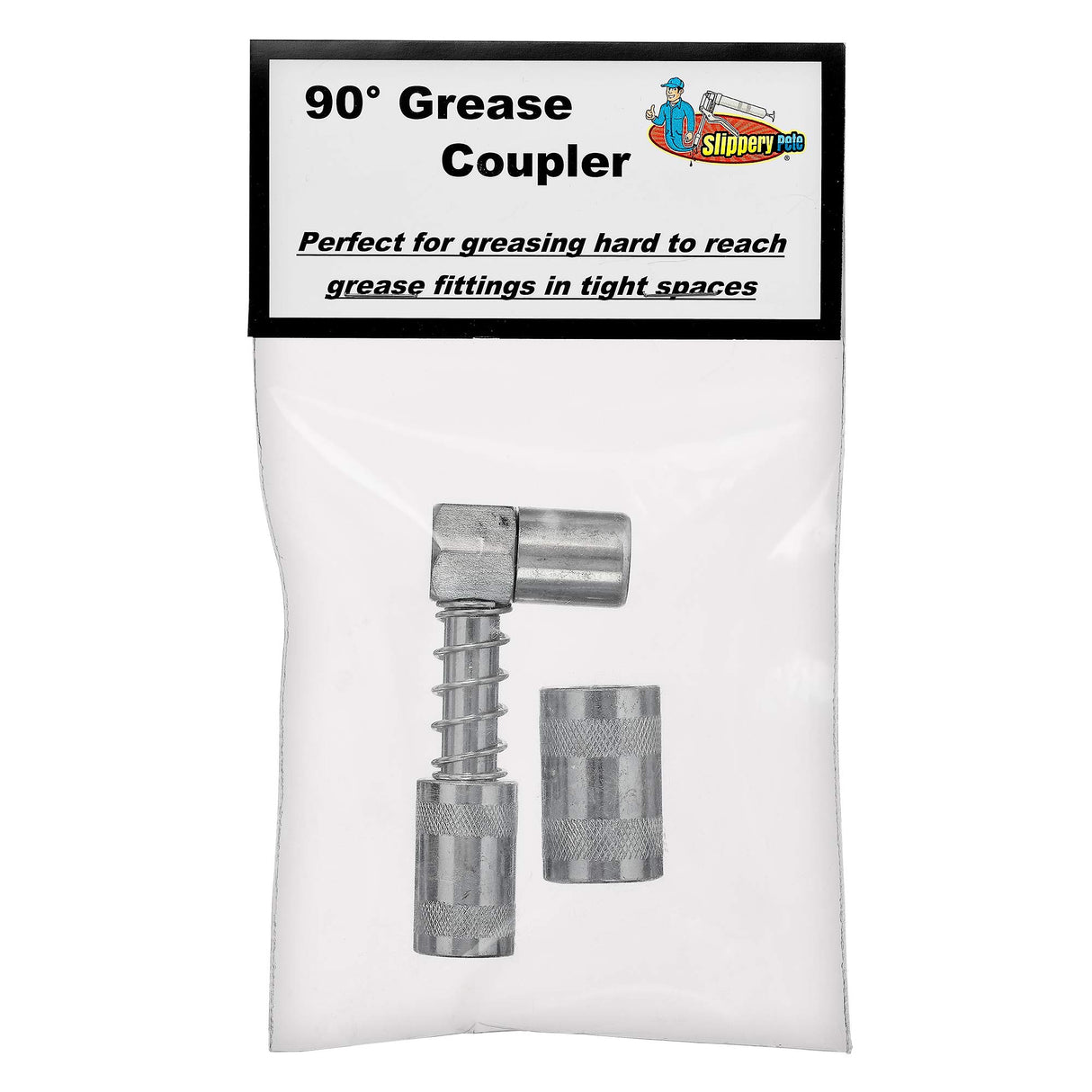 Slippery Pete 90 Degree Grease Coupler Snaps on to Grease Fittings in Tight Spaces Slippery Pete