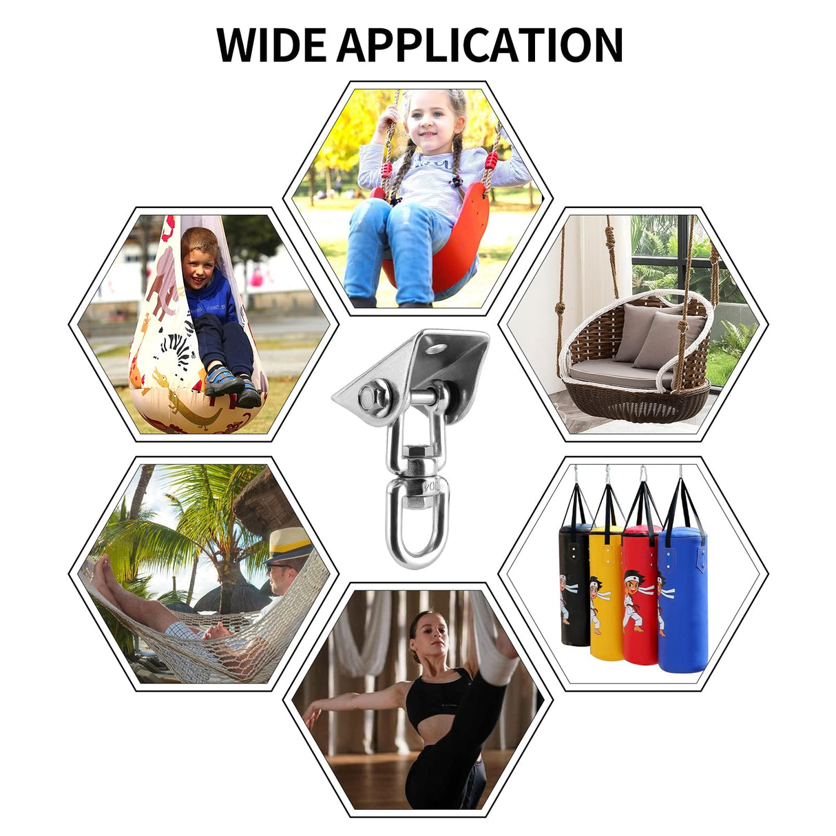 Hammock Hanging Kit, Huazu Hammock Chair Hanging Kit 360° Rotating 1000 lb Capacity Heavy Duty, for Swing, Chair, Yoga, Playground, Multiple Indoor Outdoor Gym Huazu