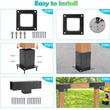 Pergola Brackets Kit 4x4 - BRRIY 3-Way Right Angle Corner Bracket, Pergola Brackets Base Kit with 2 T-Brackets and 2 Bases, Gazebo Hardware Kit for Extension Gazebo BRRIY
