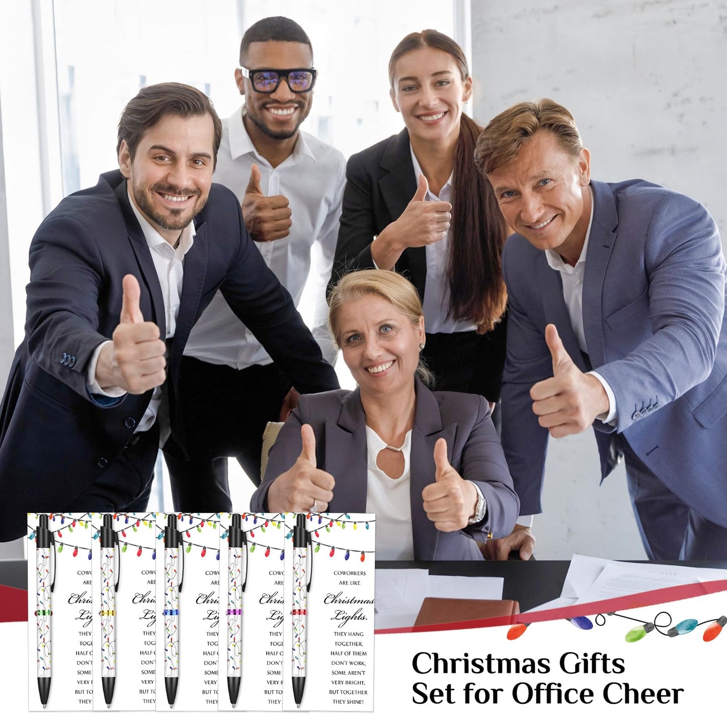 Sayglossy 50 Set Bulk Christmas Gifts for Coworker Employee Sublimation Bulb Pen Coworkers Are like Christmas Light Card Office Appreciation Gift for Staff Team Colleagues Teacher Nurse