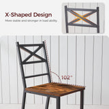 MAHANCRIS Dining Chair Set of 2, Rustic Wooden Kitchen Chairs with Backrest, Farmhouse Dining Chairs for Kitchen, Industrial Style Chair with Metal Frame, Easy Assembly, Rustic Brown TBHR1001 MAHANCRIS