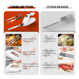KEENSTAR Electric Knife for Carving Meat, Turkey, Bread, 150W Electric Knife Set with 2 Serrated Stainless Steel Blades & Serving Fork for Slicing Poultry, Ham & More, Ergonomic Handle & Safety Lock KEENSTAR