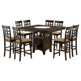 Coaster Home Furnishings - Gabriel - 9-Piece Counter Height Dining Set - Square Wood Table with Storage & 8 Upholstered Chairs - Dining Room & Kitchen - Cappuccino - 100438-S9 Coaster Fine Furniture