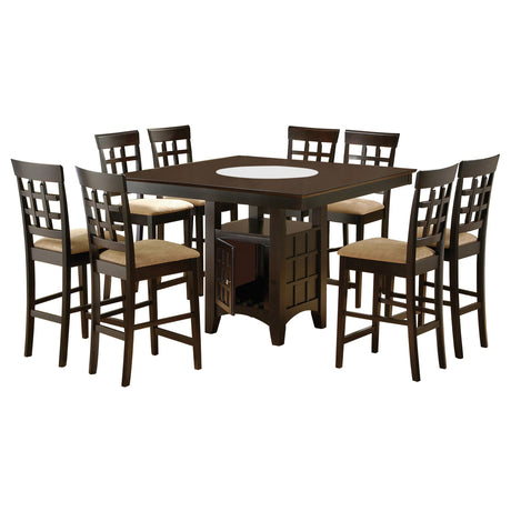 Coaster Home Furnishings - Gabriel - 9-Piece Counter Height Dining Set - Square Wood Table with Storage & 8 Upholstered Chairs - Dining Room & Kitchen - Cappuccino - 100438-S9 Coaster Fine Furniture
