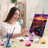 JOOZ Flowers Paint by Numbers Kit for Adults with Frame, Paint by Number with Easel, Adults Paint by Number Kits Framed Canvas, DIY Sunset Oil Painting Kit for Home Wall Decor 8 x 12 Inch JOOZ