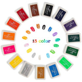 Lsushine Craft Ink Pad Stamps Partner DIY Color,15 Color Craft Ink Pad for Stamps, Paper, Wood Fabric (Pack of 15) Lsushine