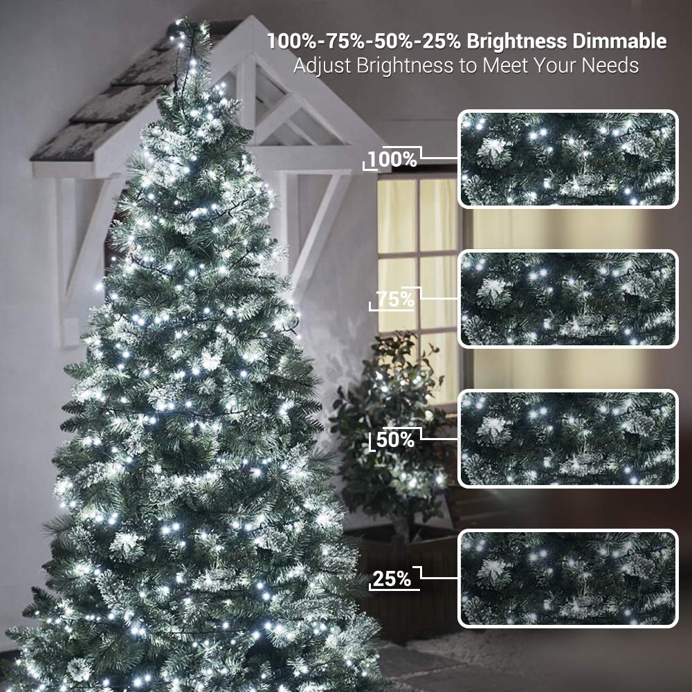 Brizled Color Changing Christmas Lights, 65.67ft 200 LED Cool White & Multicolor Christmas Lights, 11 Modes Remote Dimmable 24V Safe Adapter Outdoor Christmas Tree Lights String for Xmas Party Tree