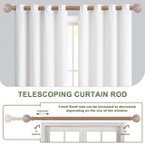 HTZON 2 Pack Wood Curtain Rods 28 to 48 Inch,1 Inch Boho Adjustable Curtain Rod,Imitation Wood Grain Leaf Window Curtains Rods,Farmhouse Rustic Heavy Duty Curtain Rods,Brown Drapery Rods Set 18-45" HTZON