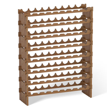 Domax Wine Rack Freestanding Floor - 8 Tiers Wine Bottle Holder 72 Bottle Stackable Wine Rack， Bamboo Wine Holder Wine Storage Racks for Kitchen, - WoodArtSupply